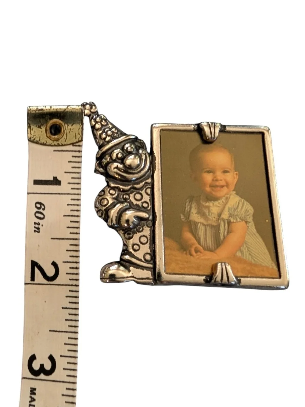 Silver Clown Accent Photo Frame - Baby Picture Holder